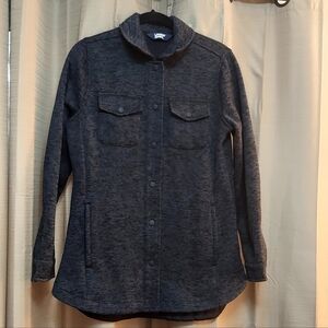 Lands' End Charcoal Heathet Button-Up Jacket Shacket Size Small